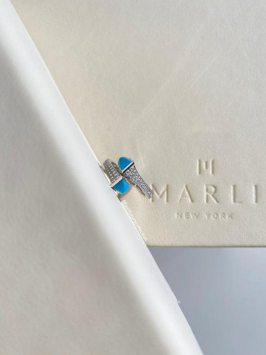 Marli Cleo Ring White Gold Turquoise Stone
