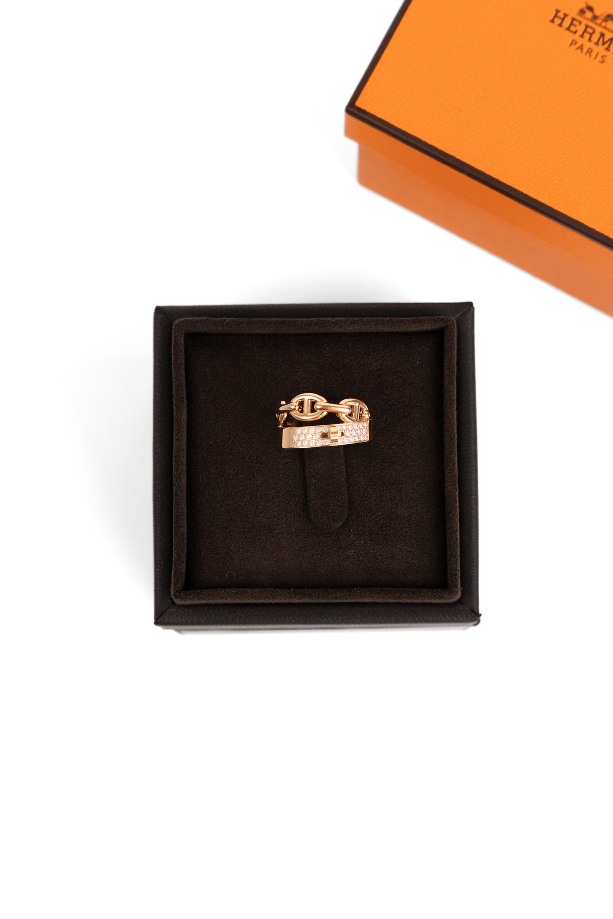 Hermès Rose Gold Diamond Kelly Ring