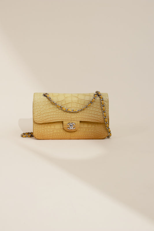 Chanel Medium Crocodile Flap Bag Yellow Ombré