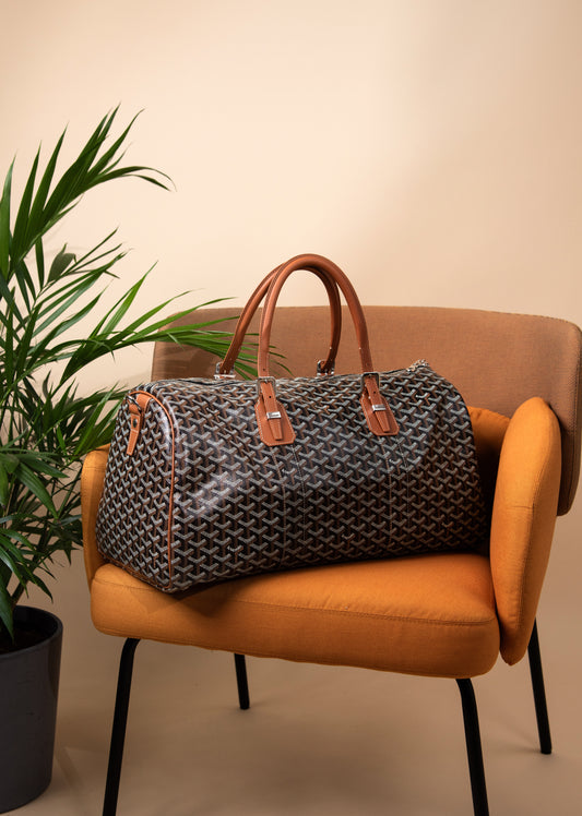 Goyard Boston 45 Bag in Black/Tan