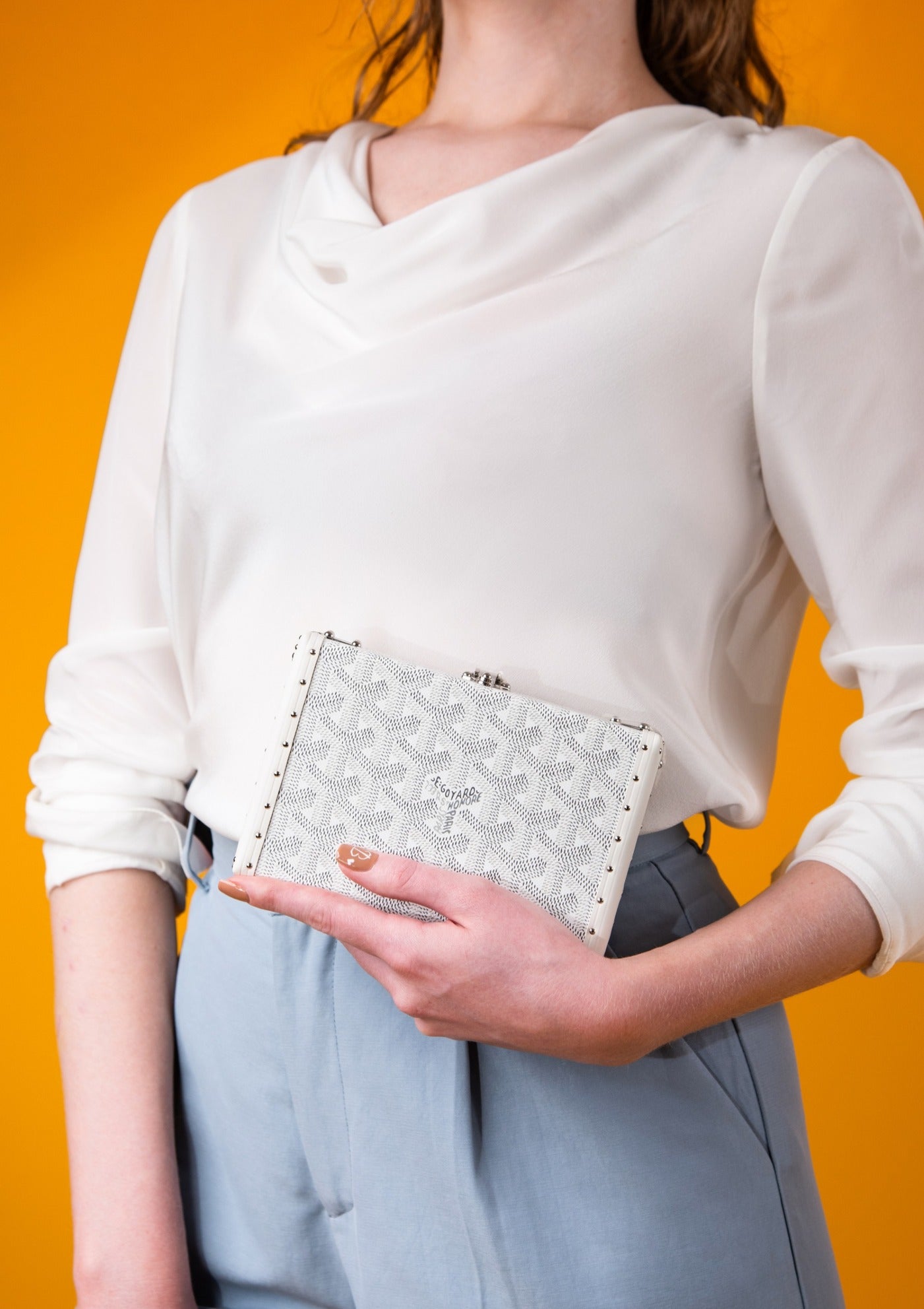 Goyard Minaudière Trunk White Bag