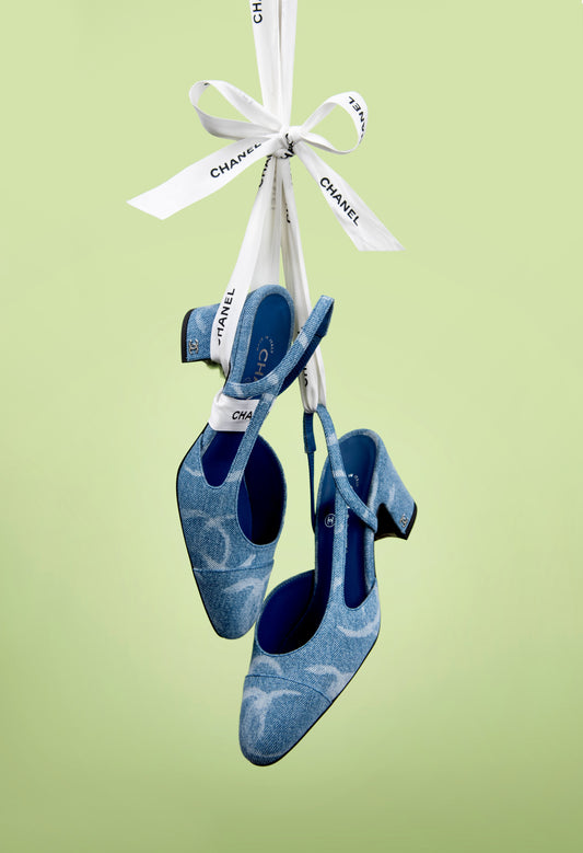 Chanel Denim CC Slingbacks