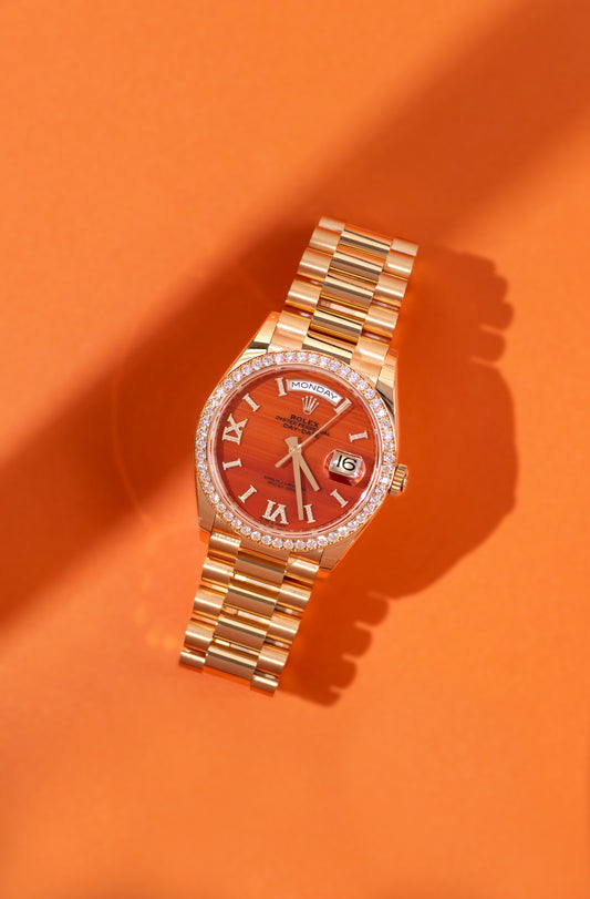 Rolex Oyster Perpetual Day-Date Orange Dial with Diamond 36mm