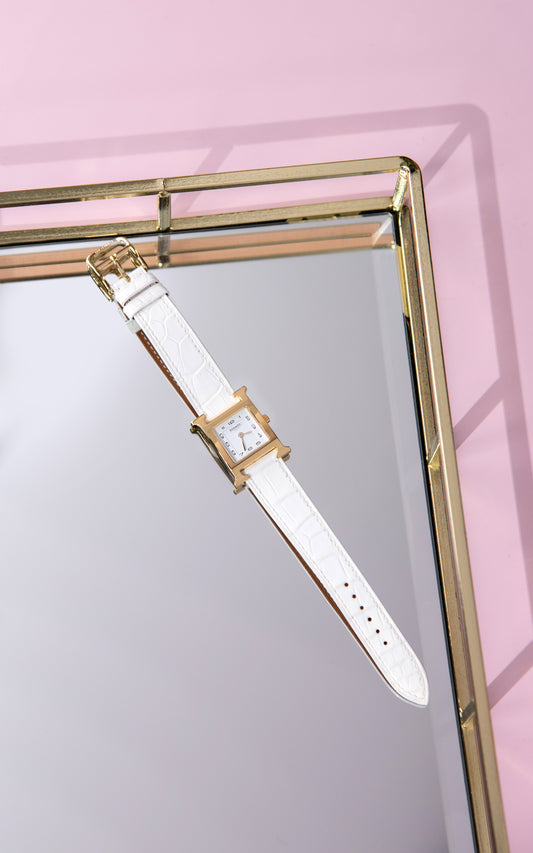 Hermès Heure H Watch 25mm with White Strap