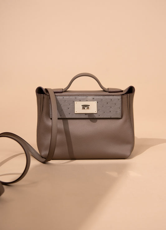 Hermès Mini 24/24 Etoupe Touch Ostrich PBHW