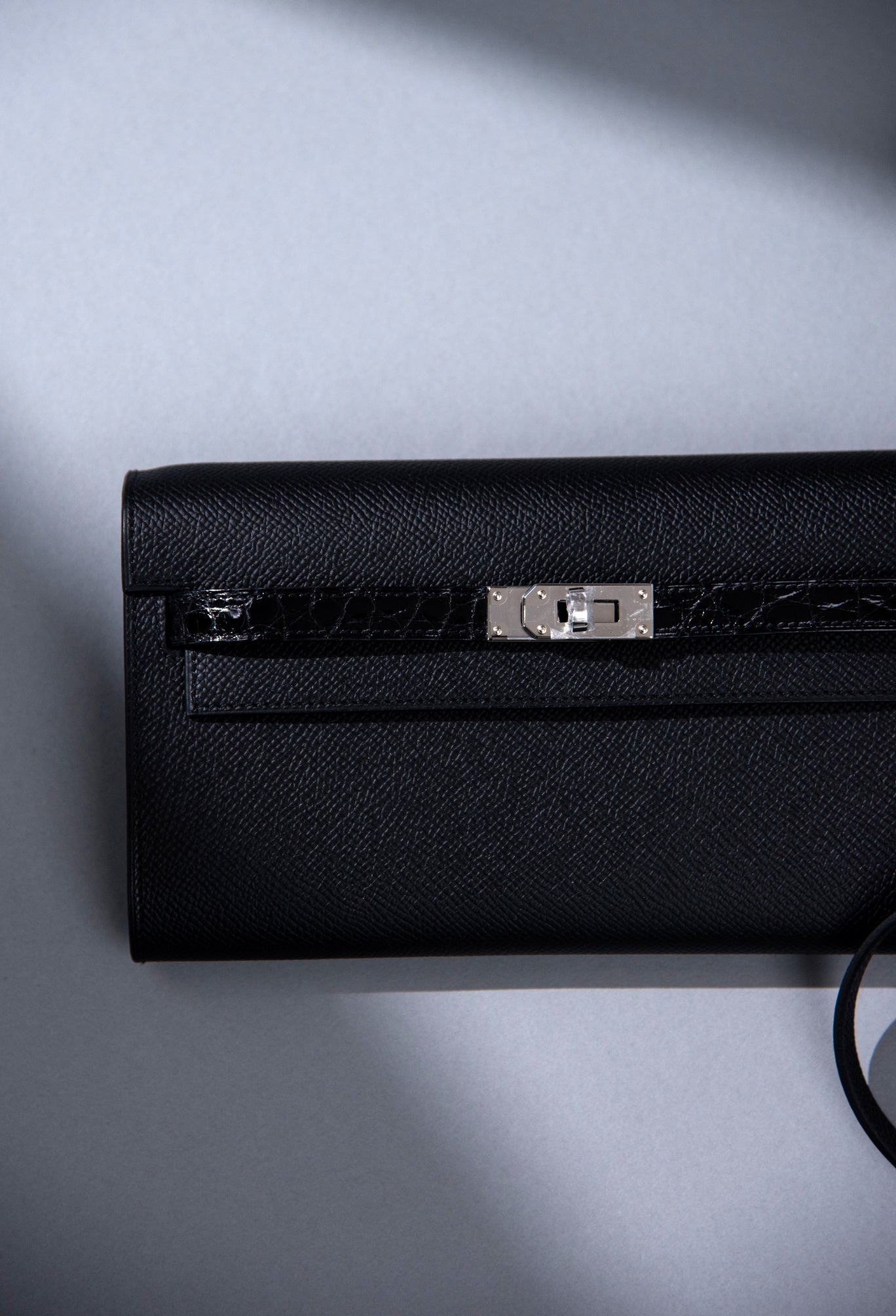 Hermès Kelly Wallet To Go Black Touch Crocodile PHW