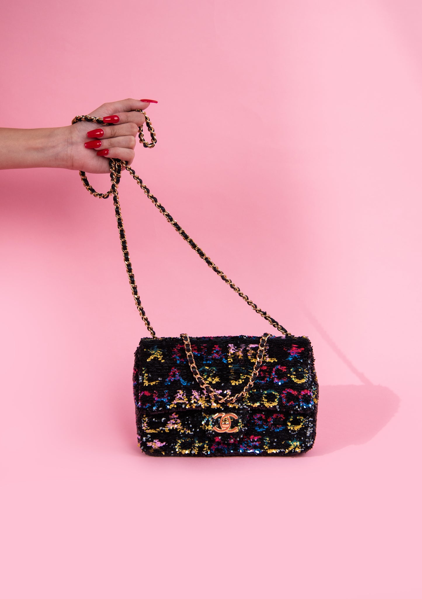 Chanel Small Black Sequins Flap Bag