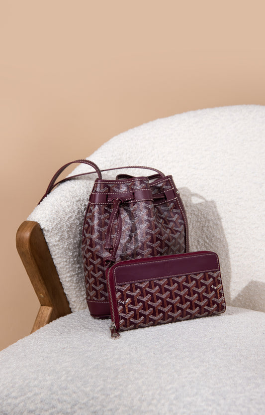 Goyard Burgundy Wallet & Petit Flot Bucket Bag