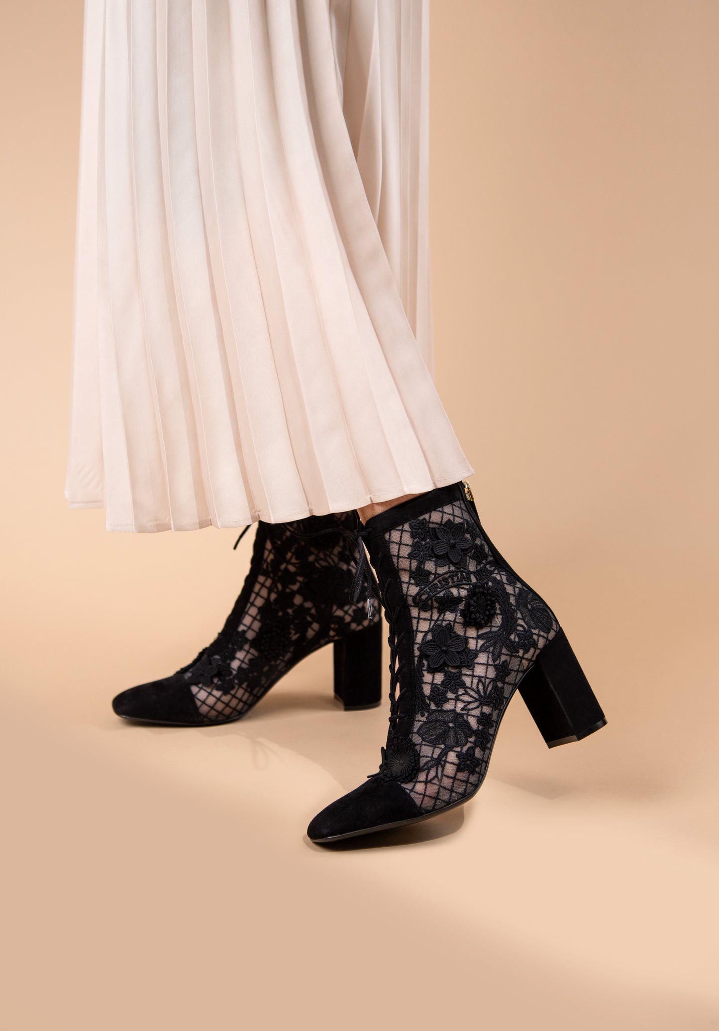 Dior Naughtily-D Roses Lace Black Low Boots