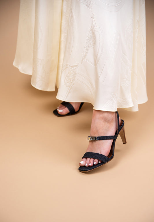 Hermès Glamour 75 Sandals in Denim PHW