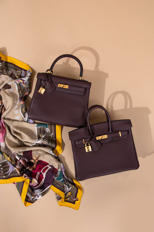 Hermès Togo Kelly 25 & Birkin 25 in Rouge Sellier GHW