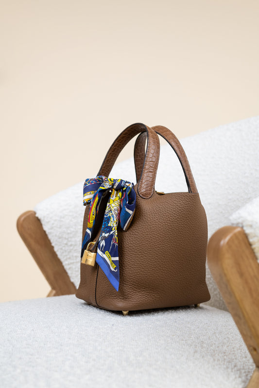 Hermès Picotin 18 Touch Crocodile in Alezan GHW