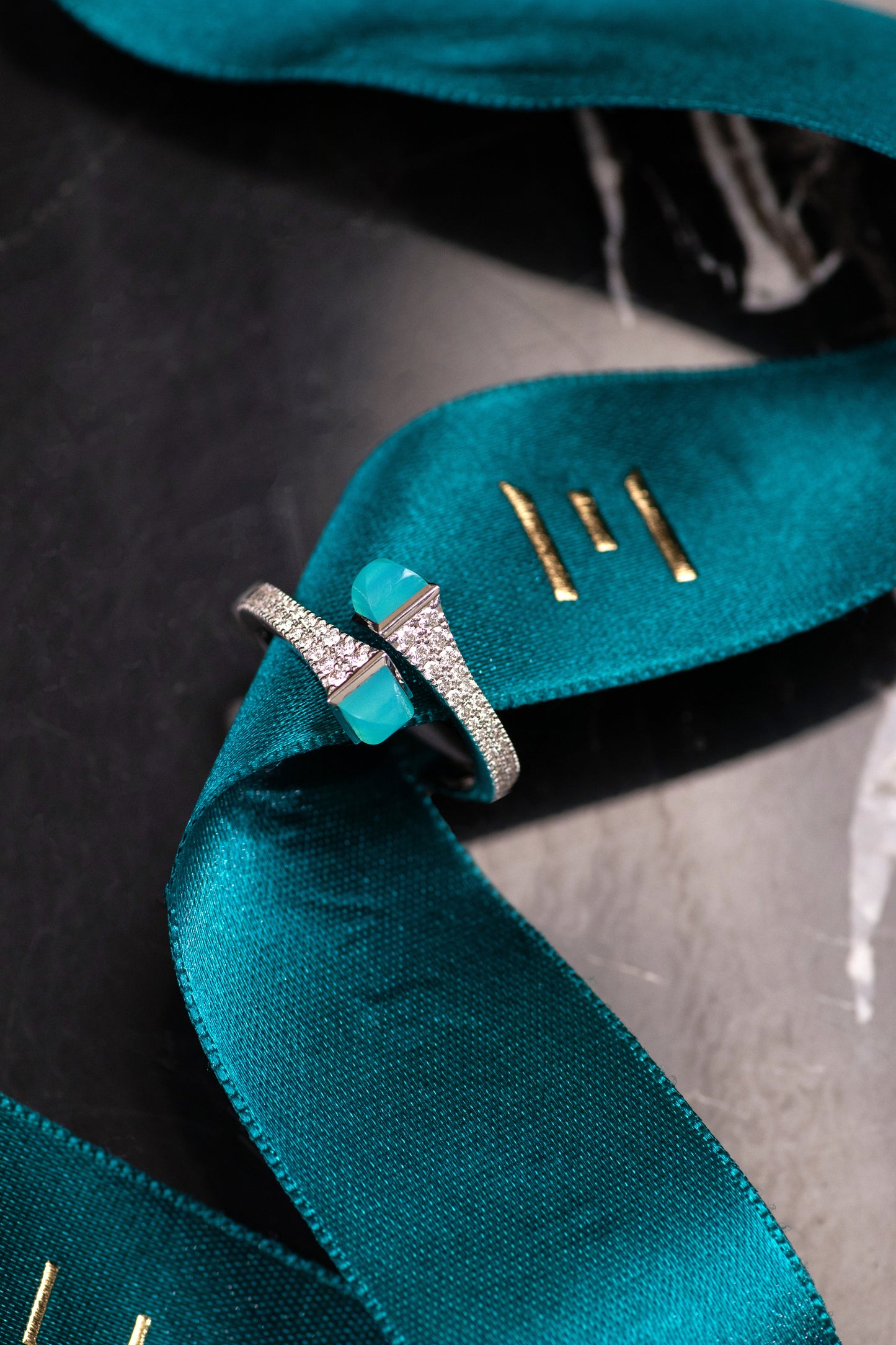 Marli White/Sea Blue Chalcedony Slim Ring