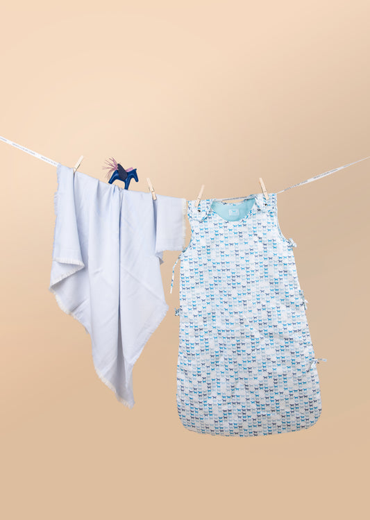 Hermès Baby Bunting & Blanket in Light Blue