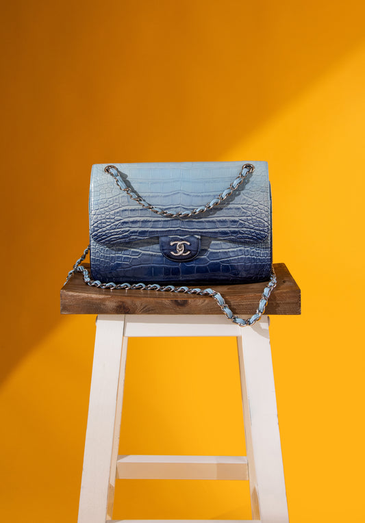 Chanel Jumbo Ombré Double Flap Bag in Blue/Light Blue