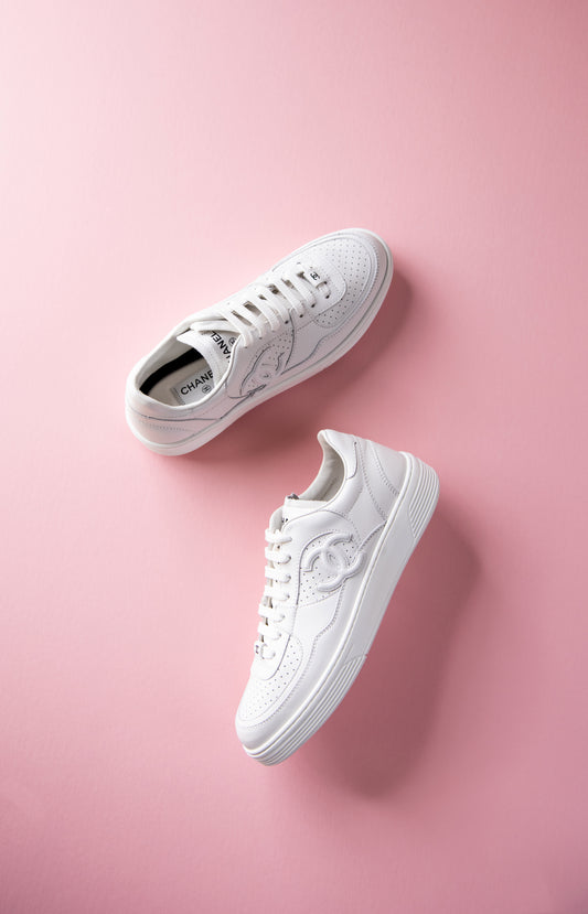 Chanel White CC Sneakers