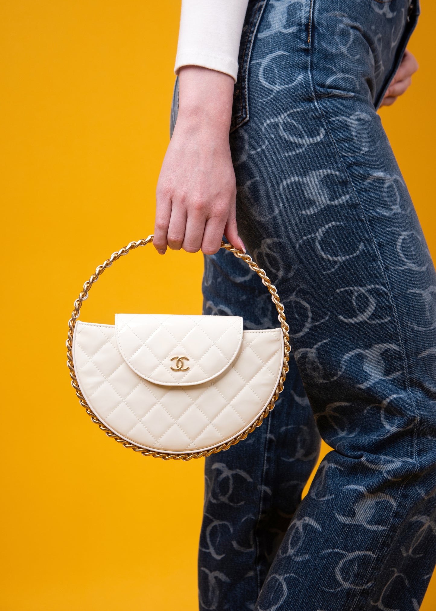 Chanel White Bangle Chain Bag