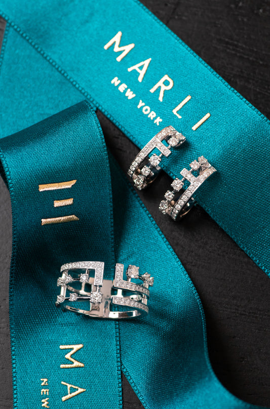 Marli Aven White Gold Diamond Ring & Earrings