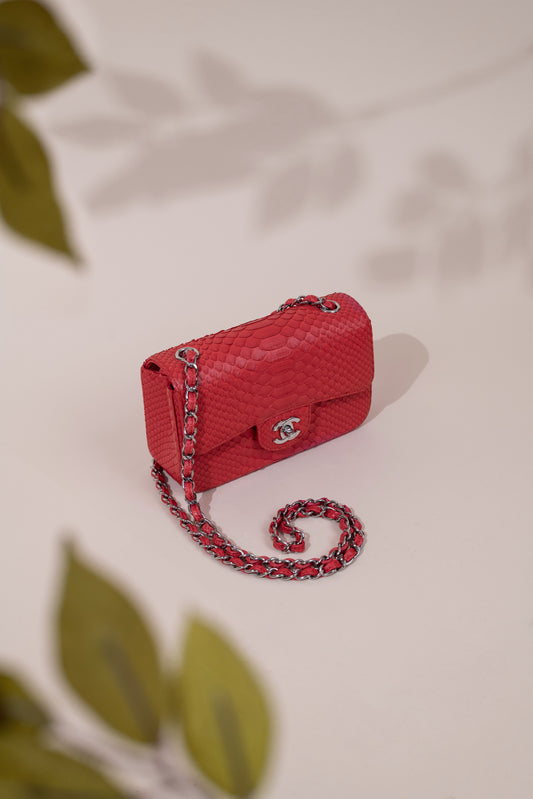 Chanel Mini Python Flap Bag in Red