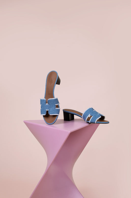 Hermès Oasis Sandals in Bleu Clair