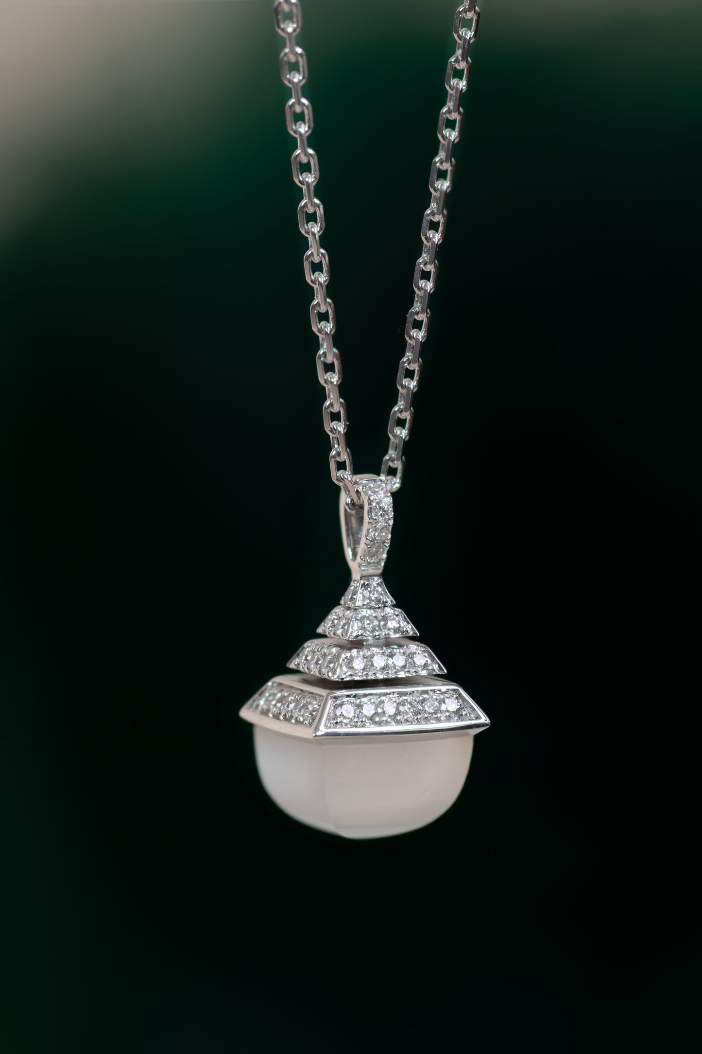 Marli Cleo Rev Full Diamond Pendant Moon Stone