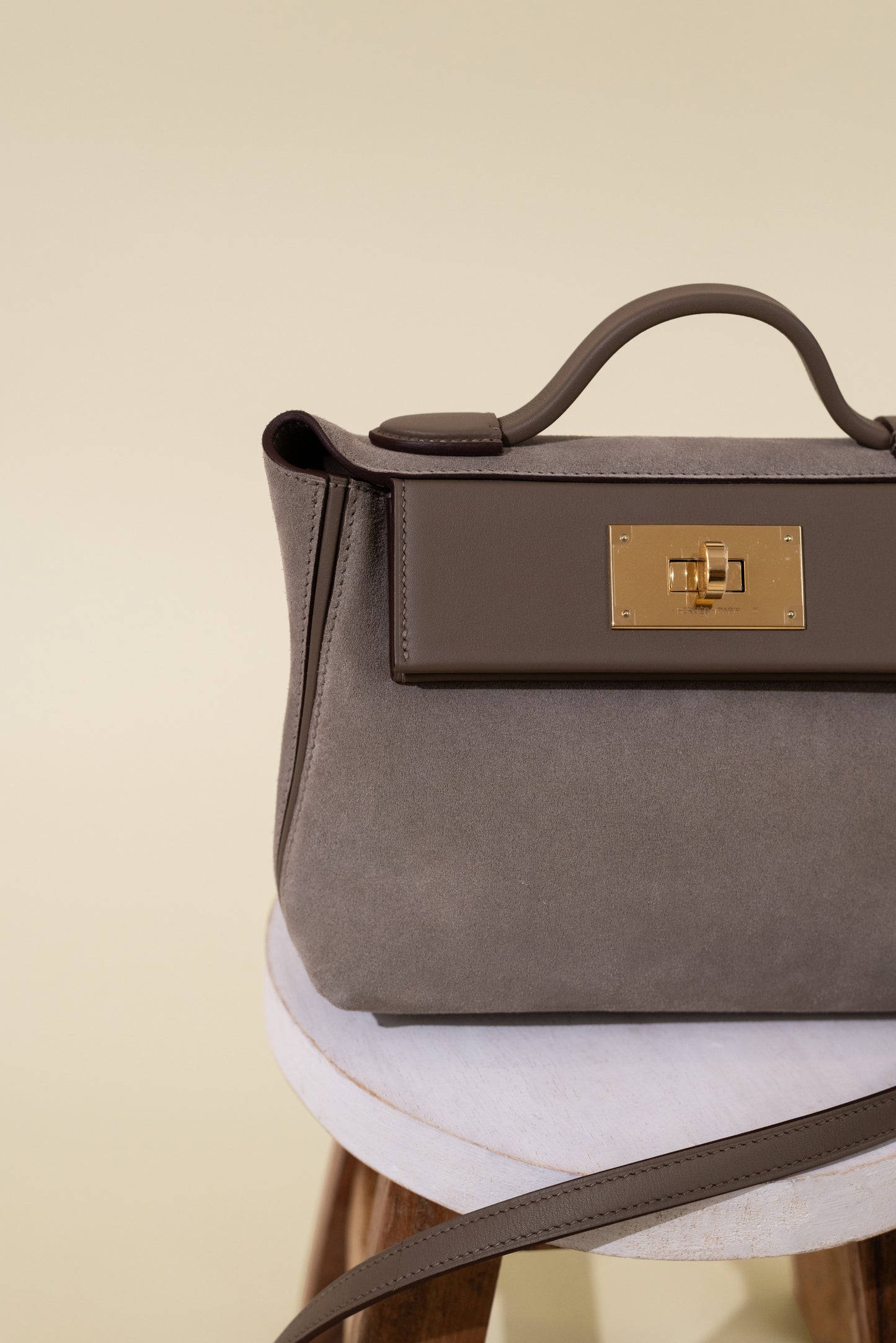 Hermès Mini 24/24 Grizzly Etoupe with Oran Etoupe Sandals