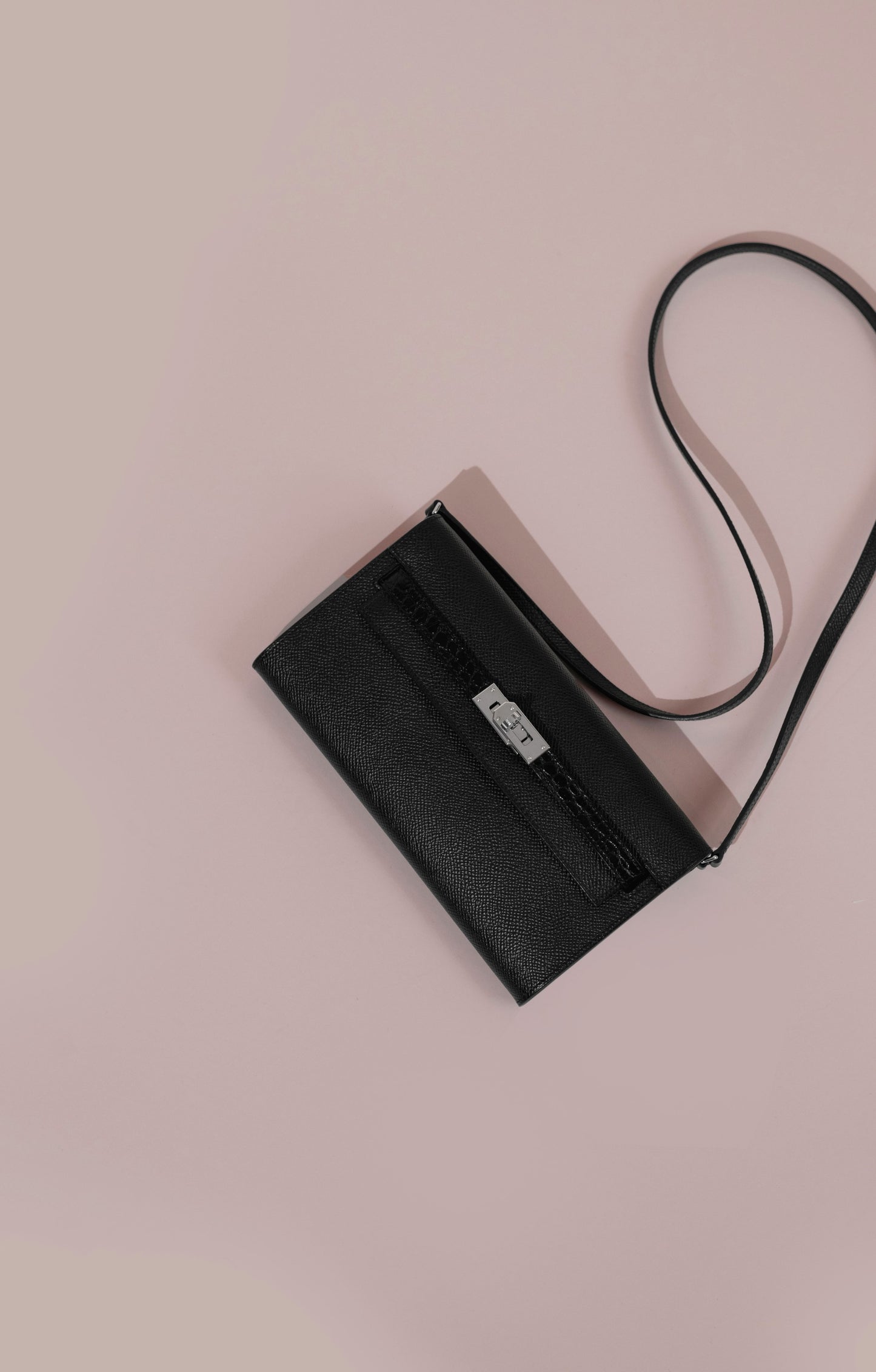 Hermès Kelly Wallet To Go Black Touch Crocodile PHW