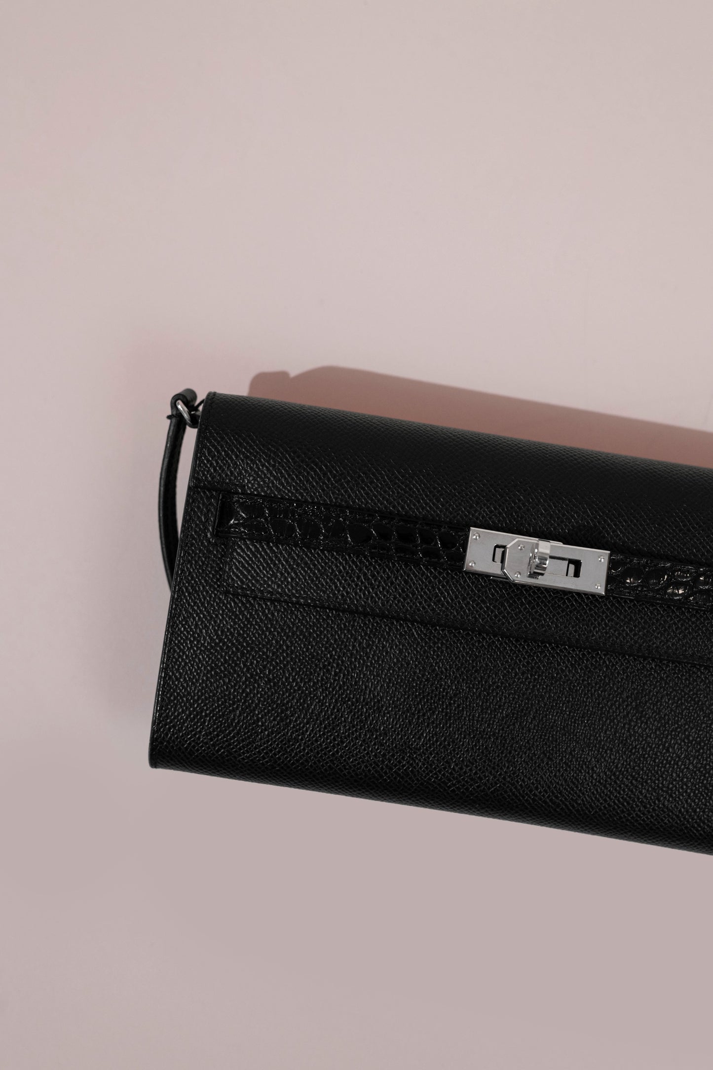 Hermès Kelly Wallet To Go Black Touch Crocodile PHW
