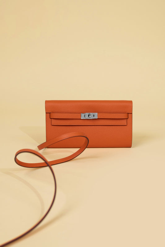 Hermès Kelly Wallet To Go Epsom Orange PHW