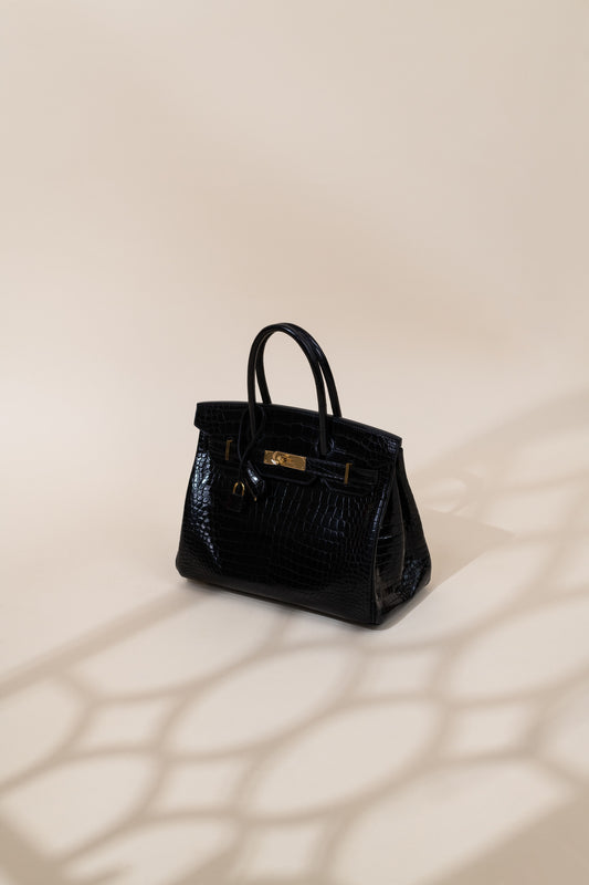 Hermès Birkin 30 Black Shiny Crocodile GHW