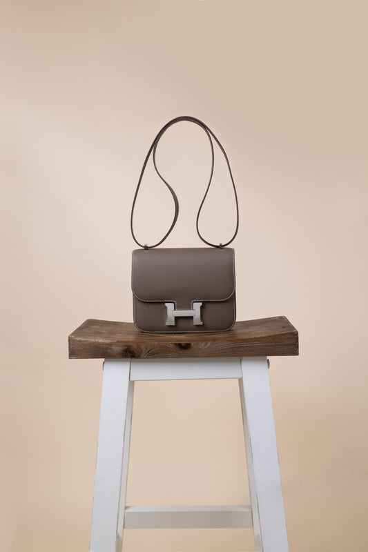 Hermès Mini Constance 18cm in Etoupe PHW