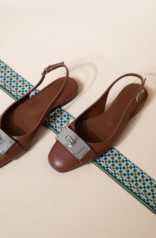 Hermès Innocente Slingback in Gold PHW