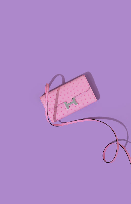 Hermès Constance Ostrich Wallet Bubblegum PHW
