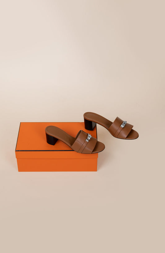 Hermès Gigi 50 Sandals in Gold PHW