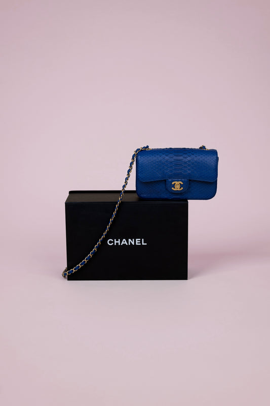 Chanel Mini Python Flap Bag in Royal Blue
