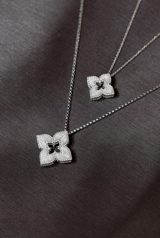 Roberto Coin Princess Flower White Gold Petite & Small Necklace