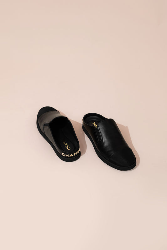 Chanel Black Mules