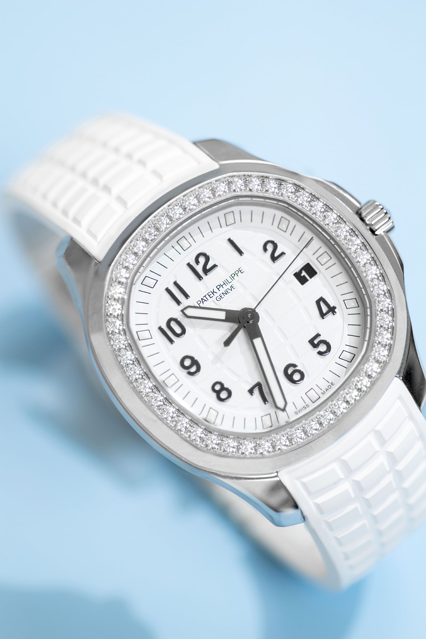 Patek Philippe Geneve Aquanaut White Watch with Diamonds
