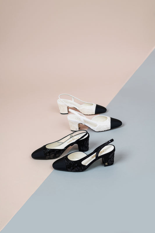 Chanel Slingbacks in White & Black