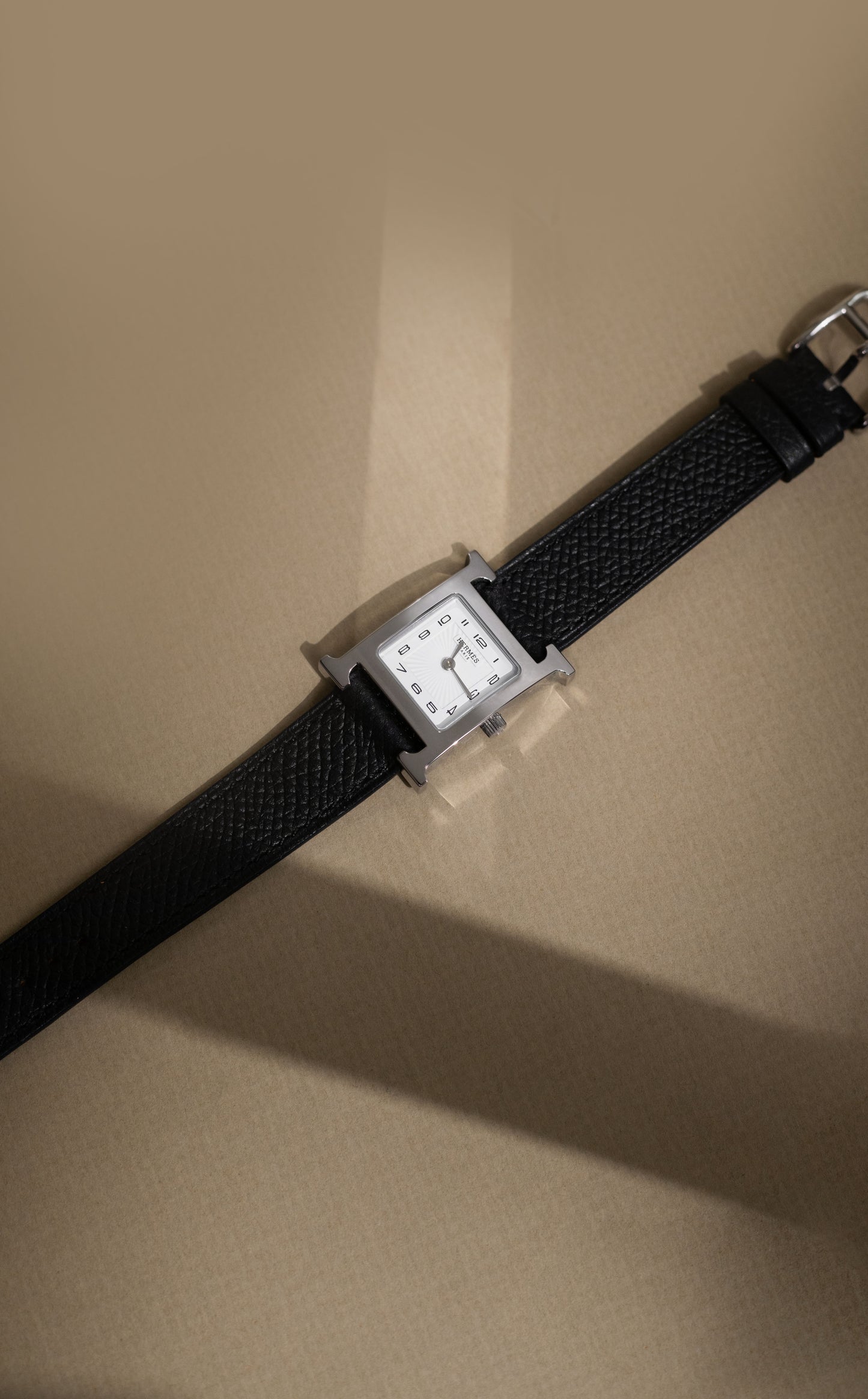 Hermès Heure H Watch with Black Epsom Strap