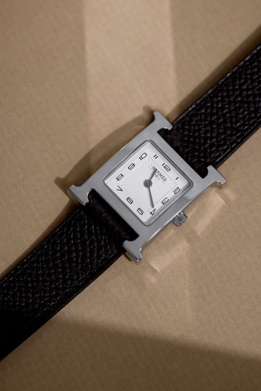 Hermès Heure H Watch with Black Epsom Strap