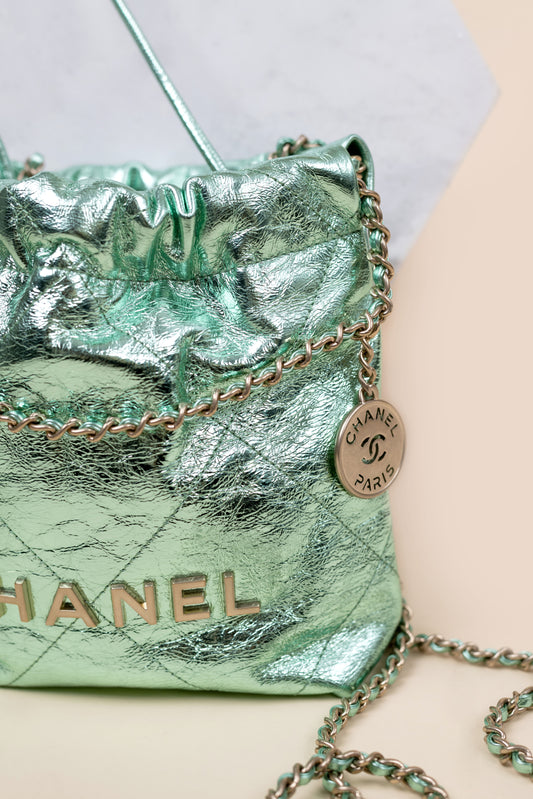 Chanel Metallic Green Hobo Bag