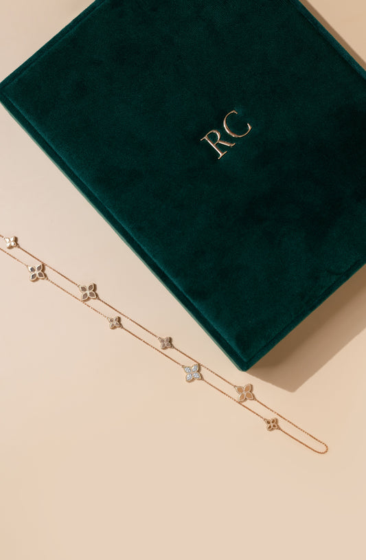Robert Coin - Princess Flower Rose Gold Diamond Necklace