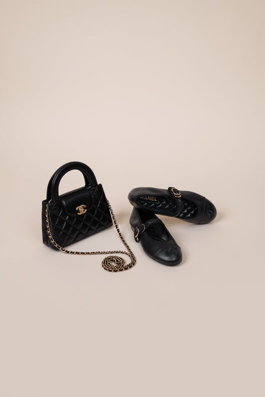 Chanel Small Black Nano Bag & Black CC Mary Janes