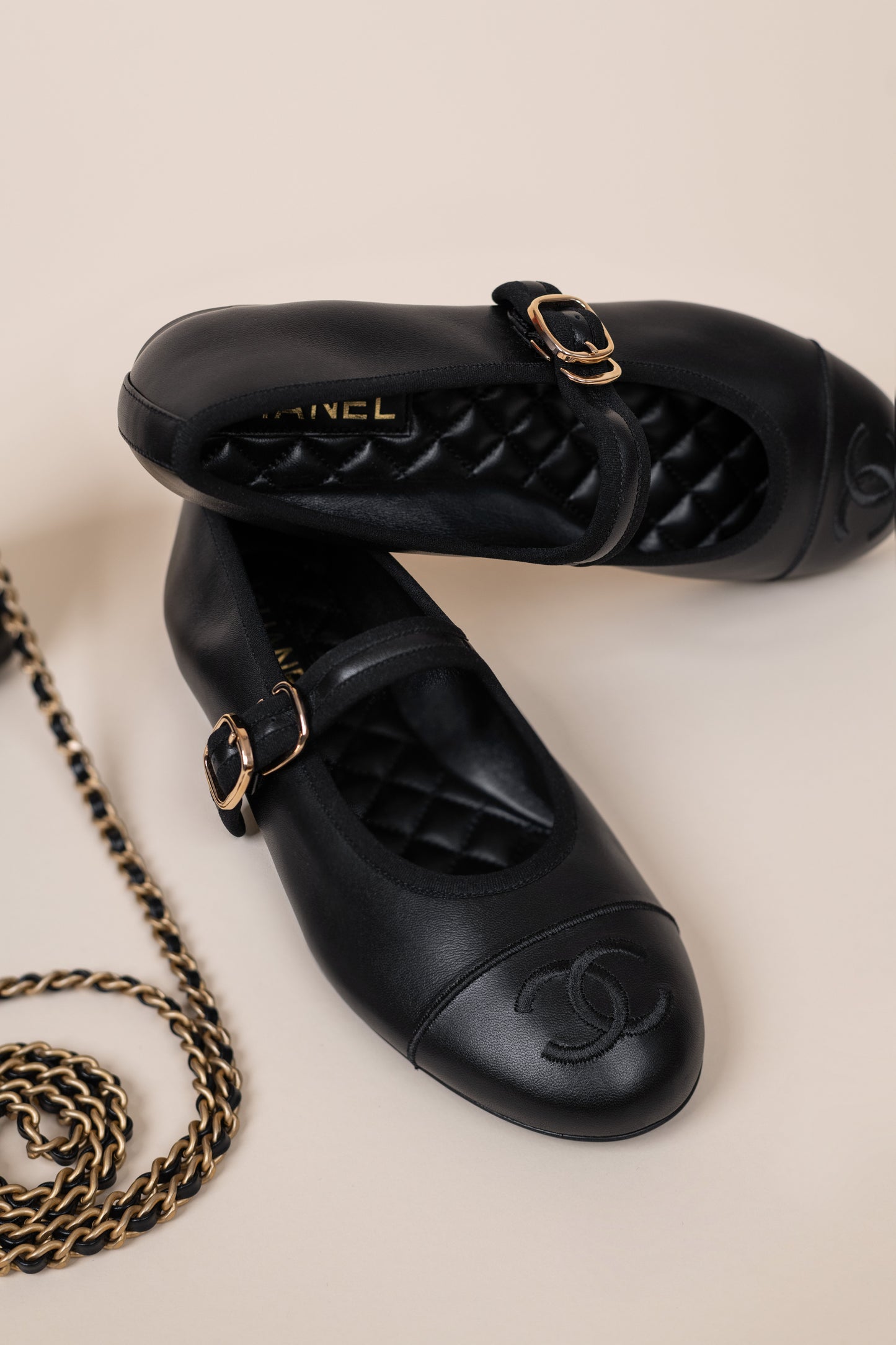 Chanel Small Black Nano Bag & Black CC Mary Janes