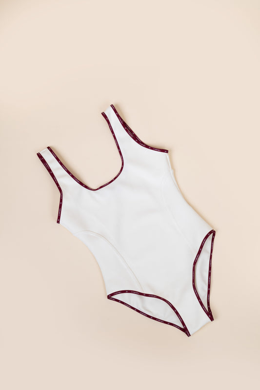 Chanel White/Burgundy Swimsuit