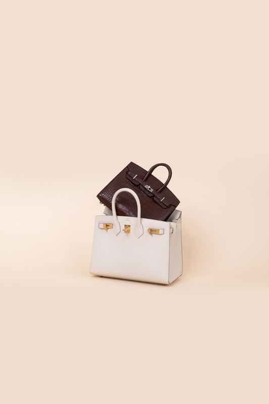 Hermès Birkin 20 Matte Alligator Havane PHW & Birkin 25 Epsom in Craie GHW