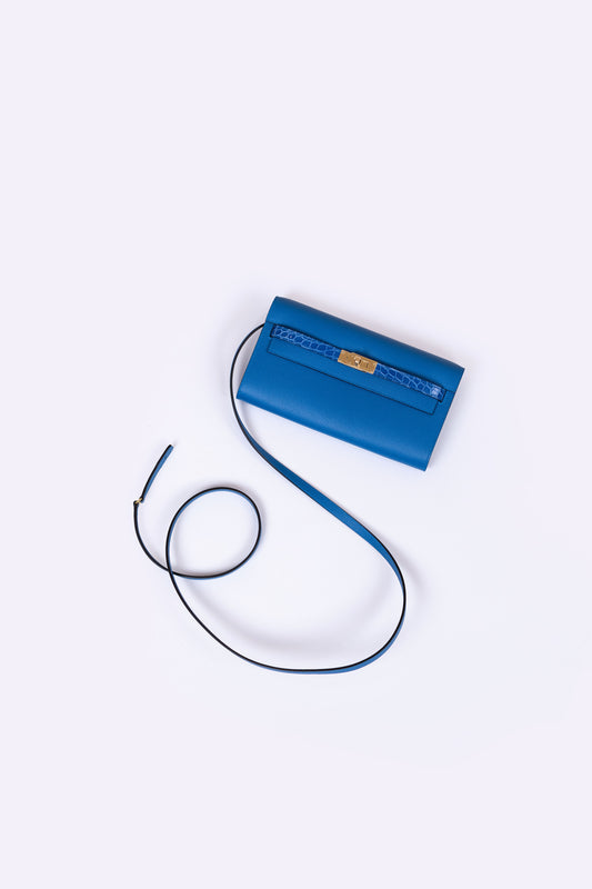 Hermès Kelly Wallet To Go Touch in Blue Mykonos GHW