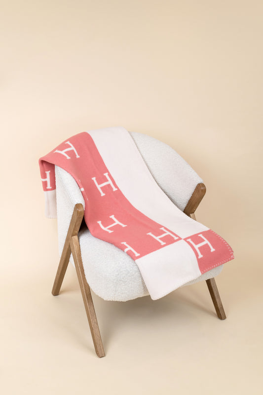 Hermès Avalon Baby Blanket in Rose Airelle/White