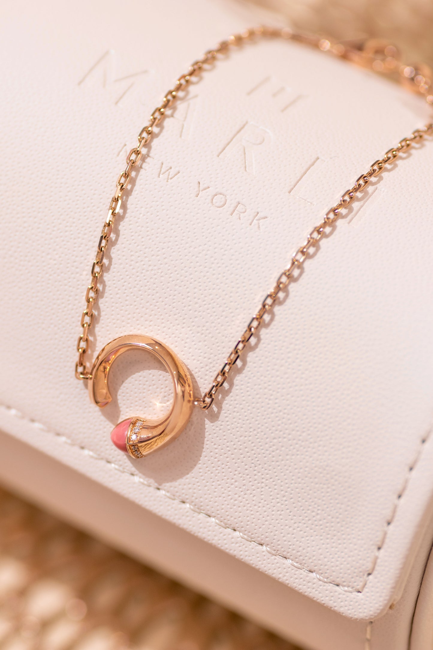 Marli Cleo Bracelet Rose Gold Diamond/Pink Opal